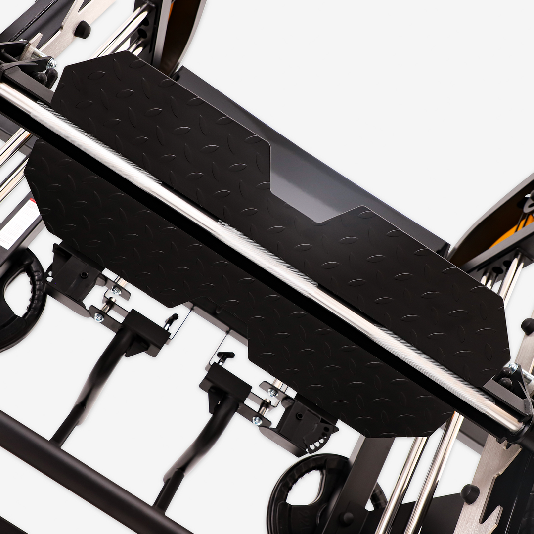 Close-up of a motorcycle's foot pegs on a white background