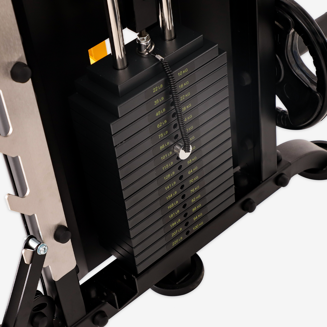 Close-up of a mechanical device with labeled components on a white background