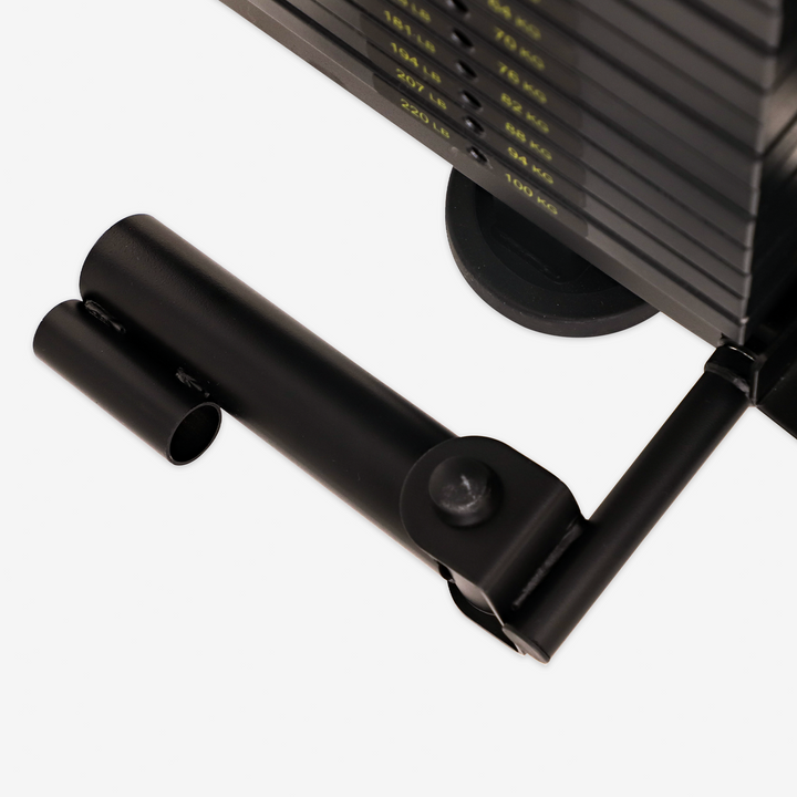 Black metal clamp on a white background