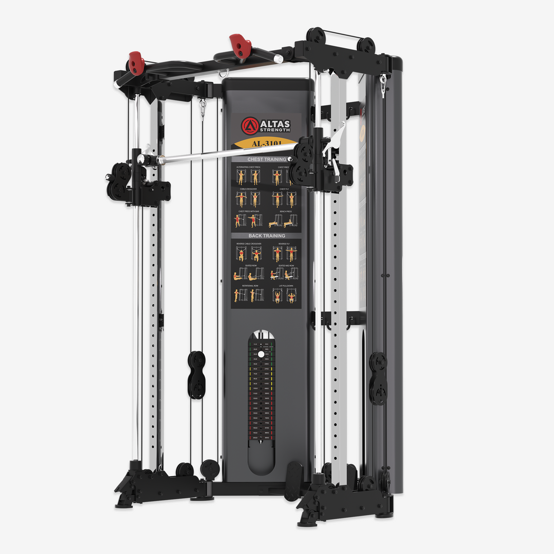 Gym machine with digital display on a white background