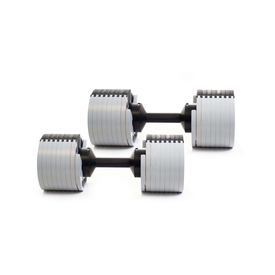 Nuo Style Adjustable Dumbbells pair set, adjustable weights from 5LB to 50LB for efficient strength training.