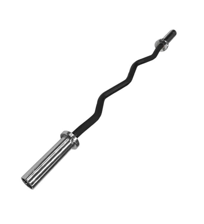 4ft Black Zinc Olympic EZ Curl Bar with Needle Bearings for effective strength training and bodybuilding exercises.
