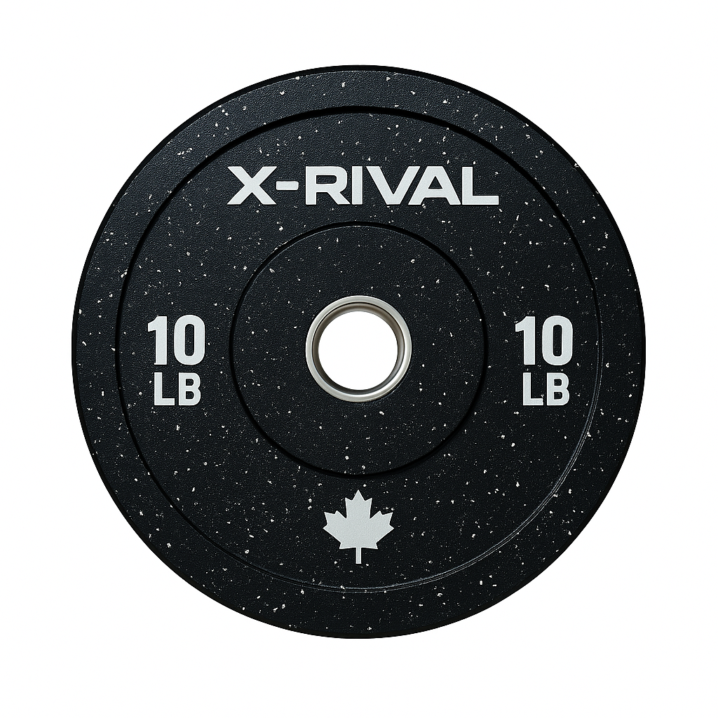 X-RIVAL 10 lb crumb bumper plate featuring a recycled rubber design for eco-friendly workouts in Canada.