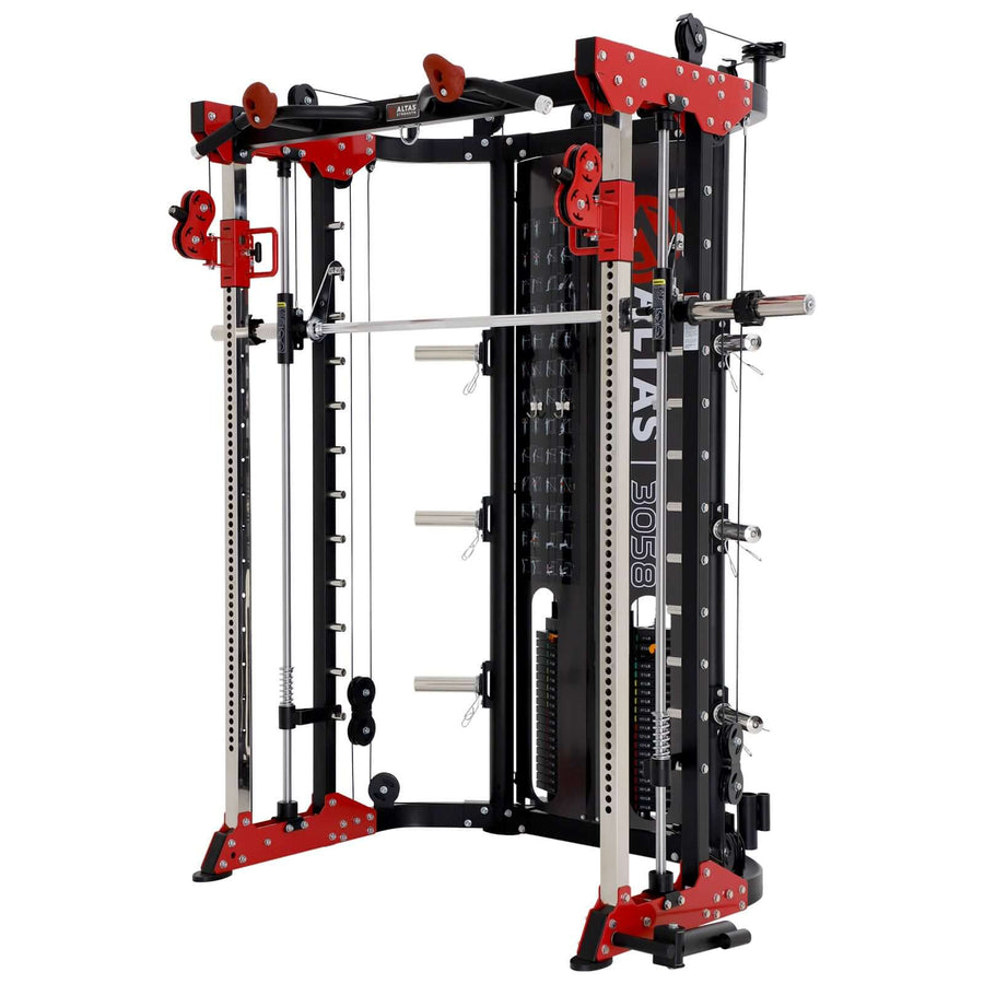 ALTAS AL-3058G Strength Machine sports equipment for home gym, combining smith machine, power rack, and functional trainer.