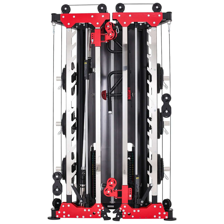 ALTAS AL-3107 folding smith machine compact design for home gym fitness training with adjustable cables and weight stacks.