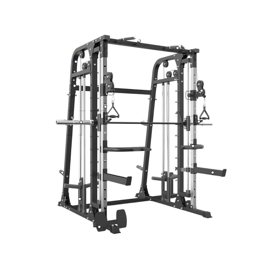 Multi-function Smith Machine XRSF10 with adjustable hooks for versatile strength training at home gym.