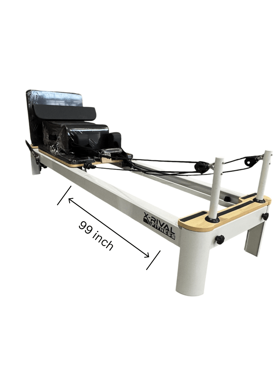 Pilates Reformer S – Compact, high-performance pilates machine for home and studio use in Canada, measuring 99 inches.