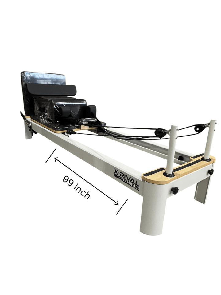 Pilates Reformer S – Compact, high-performance pilates machine for home and studio use in Canada, measuring 99 inches.