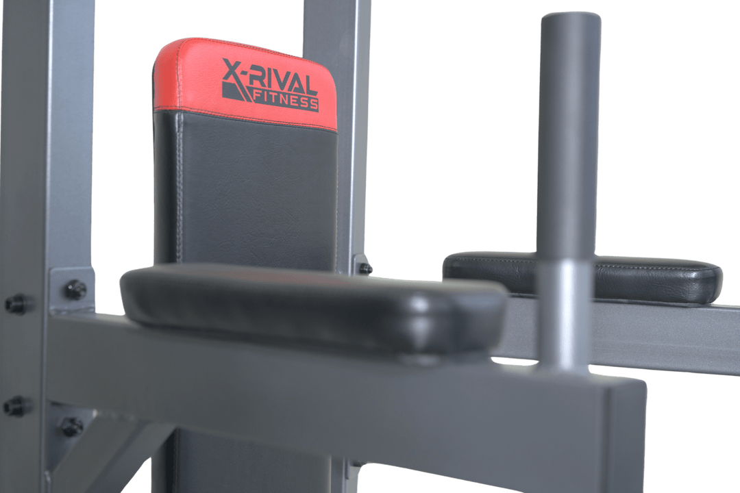 Close-up of the X-Rival Power Tower's padded support, designed for strength training and gym workouts.